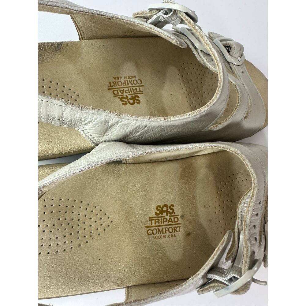 SAS Slingback Triple Buckle Leather Sandals Tripad Comfort Flats Beige Size 9M 9 - Picture 8 of 15